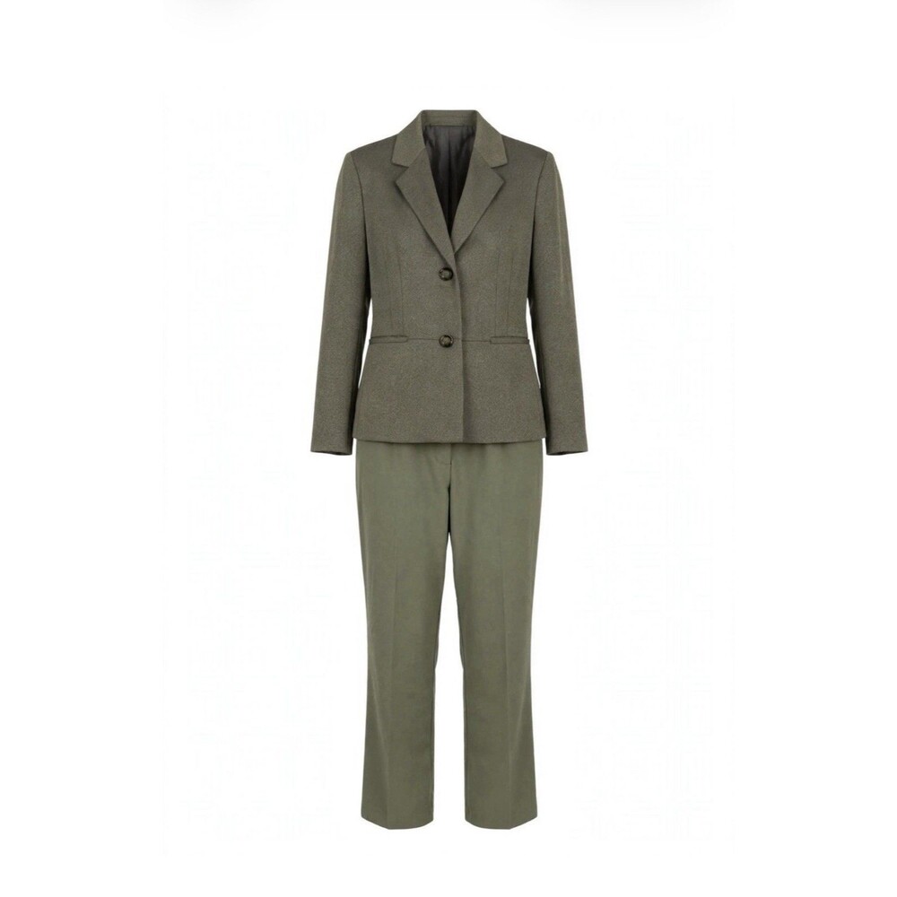 Kasper 14 Olive Green Blazer Pantsuit Set + Melissa Paige 14 Olive Work Office